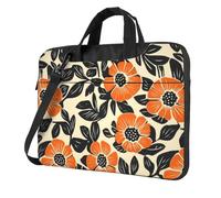 Mignon Linogravure Motif fleur orange Sac pour ordinateur portable 15,6 pouces Sacs d'ordinateur Housse rembourrée pour femmes hommes