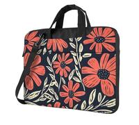 Mignon Linogravure Motif fleur rouge Sac pour ordinateur portable 15,6 pouces Sacs d'ordinateur Housse rembourrée pour femmes hommes