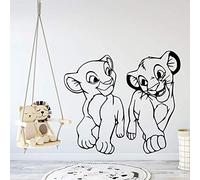Mignon Lion Autocollant Mural Amovible Pour Chambres D'Enfants Wall Art Stickers Chambre Roi King Vinyle Autocollant Mural Autocollants-43 Cm X 48 Cm Noir