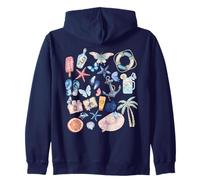 Mignon littoral d'été esthétique ancre palmier papillons plage Sweat à Capuche