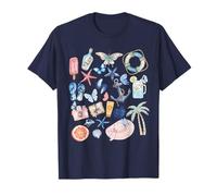 Mignon littoral d'été esthétique ancre palmier papillons plage T-Shirt