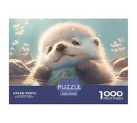 Mignon Loutre Nageant Idée Cadeau Puzzle 1000 Pièces - Ours Polaire Reflet d'eau pour Adultes Hommes et Femmes Jeu Éducatif Défi 70x50 cm