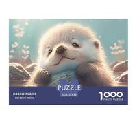 Mignon Loutre Nageant Puzzle pour Adultes Cadeaux 1000 Pièces - Ours Polaire Reflet d'eau Puzzle Ludique Cadeau et Activité Décoration Murale Maison 52x38 cm