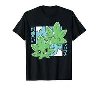 Mignon Marijuana Kawaii Weed Leaf Cartoon 420 Funny Pot Leaf T-Shirt