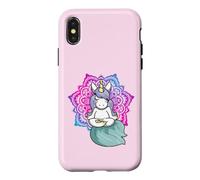 Mignon Méditation Licorne Yoga Lotus Pose Mandala Coque pour iPhone X/XS