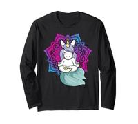 Mignon Méditation Licorne Yoga Lotus Pose Mandala Manche Longue