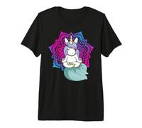 Mignon Méditation Licorne Yoga Lotus Pose Mandala T-Shirt Haut de Gamme