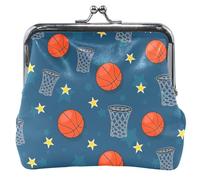 Mignon Mignon Portefeuille Pochette Cuir Kiss Lock Basketball Hoop Navy Change Titulaire Carte Pochette, Basketball Hope Navy, Basketball Hoop Navy