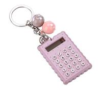 Mignon Mini Calculatrice Portable, ASHATA Mini Calculatrice de Poche 8 Chiffres avec Porte-clés-Bleu Bouton en Silicone Couleur (Gris Violet)