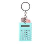 ASHATA Mignon Mini Calculatrice Portable, Mini Calculatrice de Poche 8 Chiffres avec Porte-clés-Bleu Bouton en Silicone Couleur (Vert)