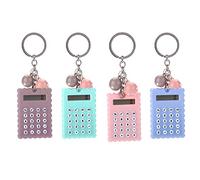 Mignon Mini Calculatrice Portable, ASHATA Mini Calculatrice de Poche 8 Chiffres avec Porte-clés-Bleu Bouton en Silicone Couleur (Bleu)