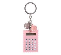Mignon Mini Calculatrice Portable, ASHATA Mini Calculatrice de Poche 8 Chiffres avec Porte-clés-Bleu Bouton en Silicone Couleur (Rose)