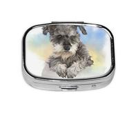 Mignon mini schnauzer, boîte à pilules Meta à 2 compartiments, organiseur portable
