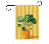 Mignon Monstera plante orange pot drapeau de jardin saisonnier vacances toile de jute double face maison cour drapeaux extérieur 30,5 x 45,7 cm