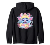 Mignon Monstre Bleu Hiver Portrait Graphic Jaune Rose Écharpe Sweat à Capuche