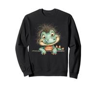 Mignon Monstre Heureux Regarder Dessin Animé Dino Sweatshirt