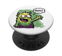 Mignon Monstre Qui Dit Oops Funny Doodle Creature Humour pour Enfants PopSockets PopGrip Adhésif