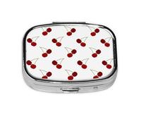 Mignon motif cerise, boîte à pilules Meta à 2 compartiments, organiseur portable