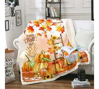 Mignon Nain d'Automne Couverture Thanksgiving Citrouille Jeter 150 x 200 Décor À La Maison Rustique Feuille d'érable Peluche Tournesol Sherpa Automne Naturel