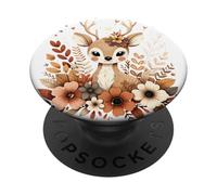 Mignon Oh Cerf Floral Nature Femme PopSockets PopGrip Adhésif