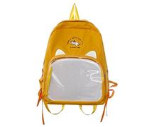 Mignon Oreilles Kawaii Pins Sac à dos Transparent Fenêtre Anime Pin Display Sac à dos Japonais Collector Sac à dos Voyage Homme, Orange, taille unique