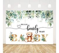 Mignon Ours Fond bébé Douche fête Photographie Fond Nous Pouvons Supporter l'attente Aquarelle Floral Sexe révéler gâteau Table décoration Fournitures