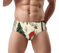 Mignon Ours Imprimé Slip Homme Triangle Bikinis Sous-vêtements Imprimer Slip Respirant, Arbres de Noël 7, M