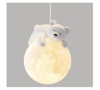 Mignon Ours Pendentif Lumière Impression 3D Lune Globe Dessin Animé Lapin Endormi Lustre Enfants Planète Suspension Lampe Enfants