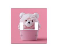 Mignon ours rasé glace dans une tasse double gang couvercle de lumière plaque murale interrupteur décor taille standard - 11,4 x 11,4 cm