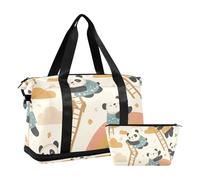 Mignon Panda Rose Sport Gym Bag Voyage Weekender Gear Bag avec Sangle Réglable pour Voyage d'affaires Multifonction, Adorable panda rose, 1 size
