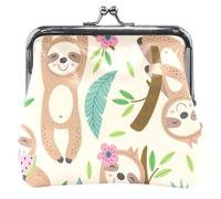 Mignon paresseux beige porte-monnaie femmes cuir boucle fermeture éclair baiser filles petit sac à main pour bagatelles, paresseux mignons beige, classique, mignon paresseux beige, classique, Joli