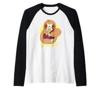 Mignon Paresseux Mangeant des Ramen Japonais Kawaii Art Manche Raglan