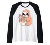 Mignon Paresseux Mangeant des Ramen Kawaii Anime Manche Raglan
