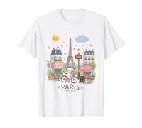 Mignon Paris France Tour Eiffel Café Vélo Romance T-Shirt