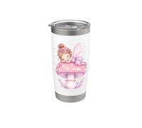 Mignon pastel aquarelle fée champignon endormi fantaisie Gobelet isotherme en acier inoxydable double paroi