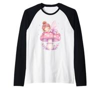 Mignon Pastel Aquarelle fée Champignon endormi Fantaisie Manche Raglan