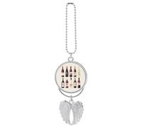 Mignon pendentif bouteille de vin de voiture miroir de rétroviseur suspendu, décoration automatique de rétroviseur, porte-clés style argenté