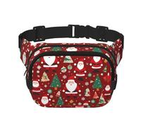 Mignon Père Noël Carré Double Couche Sac Banane avec Sangle Réglable pour Activités de Plein Air Noir Taille Unique, Noir , Taille unique