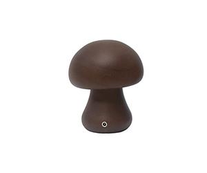 Mignon Petit Champignon Lampe de Bureau Veilleuse, Lampe de Table de Style Vintage en Bois, Interrupteur Tactile de Charge USB Lampe de Chevet Réglable sans Fil pour Chambre Salon Décor à(C/Café)