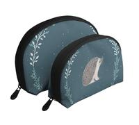 Mignon Petit hérisson, Trousse de Maquillage Coquille Femme Petit Porte-Monnaie Trousse de Toilette Trousse à cosmétiques 2 pièces