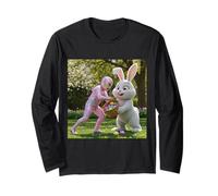 mignon petit luchador combattant le lapin de Pâques sur un panier Manche Longue