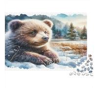 Mignon Petit Ours Hiver Puzzle 1000 Pièces en Carton Recyclé,Puzzles De Casse-tête Relaxation Et Méditation pour Un Hobby Créatif,Cadeau d'anniversaire De La Maison Puzzle 52x38cm/1000pcs