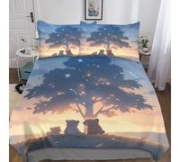 Mignon Petit Ours Housse De Couette Parure De Lit pour Adultes Et Enfants 3D Bon ami Couple Housses De Couettes avec Fermeture Éclair + Taies d'oreiller Ensemble De Literie 3 Pièces Double（200x200
