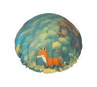 mignon petit renard Bonnet de douche double imperméable pour femmes, bonnet de bain et de douche à domicile, bonnet de douche réutilisable, bonnet de douche pour femmes,