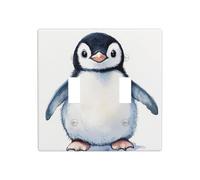 Mignon pingouin aquarelle double gang à bascule plaque murale interrupteur décor taille standard - 11,4 x 11,4 cm
