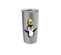 Mignon pingouin de dessin animé équilibrant l'avocat Happy Dance Gobelet isotherme en acier inoxydable double paroi
