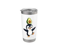 Mignon pingouin de dessin animé équilibrant l'avocat Happy Dance Gobelet isotherme en acier inoxydable double paroi