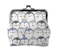 Mignon Pingouin Imprimé Porte-monnaie Compact 11,5 x 10,5 cm Mignon Mini Portefeuille avec Baiser Lock Pochette Étanche