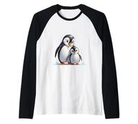 Mignon Pingouin Maman et bébé Animal de l'Antarctique Manche Raglan