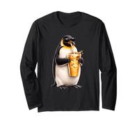 Mignon Pingouin Oiseau profitant d'un café glacé drôle Amateur de café Manche Longue